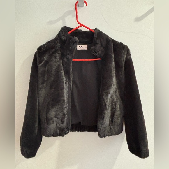 SO Other - SO Girls Black Faux Fur Cropped Jacket